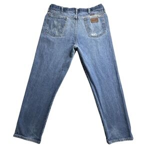 VTG Wrangler Jeans Mens 36x32 Blue Relaxed Fit 3X Denim Distressed Vintage Style